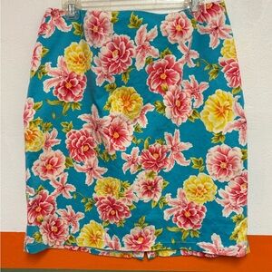 Floral Women's Skirt - Blue, Pink, Yellow